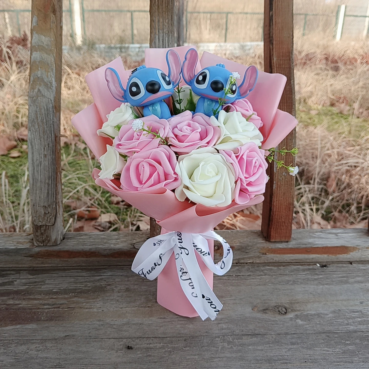 Cartoon Winnie the Pooh Pig Plush Bouquet Handmade Flower Bouquet Plush Doll Wedding Graduation Valentine Christmas Birthday Gif
