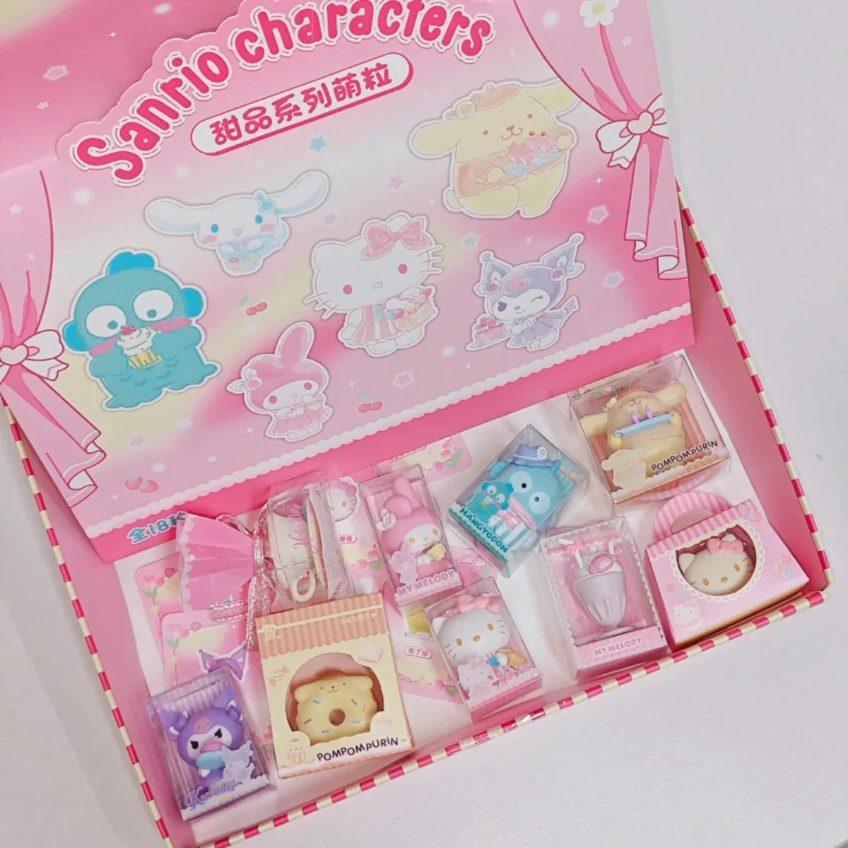 Sanrio Characters Kawaii Mini Figures Dessert Cake Puff Cookie Blind Box Toys Collection Desk Ornaments Birthday Gifts