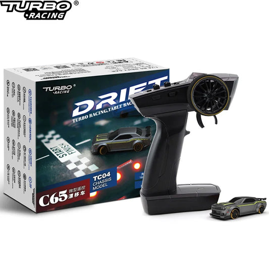 Turbo Racing 1:76 C65 Drift RC Car With Gyro Radio Full Proportional Remote Control Toys RTR Desktop Toys For Adults and Kids