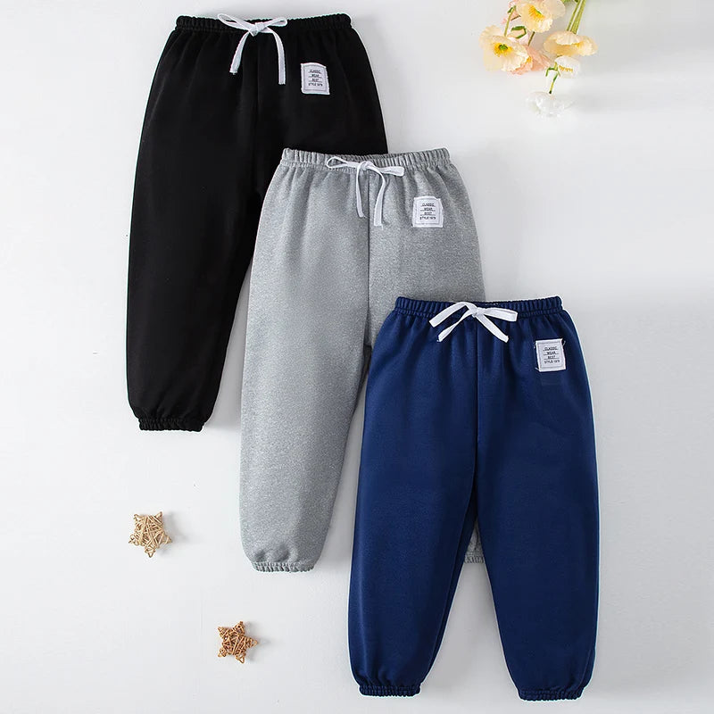1/3 Pcs Four Seasons Children's Leisure Sports Pants Solid Color Basic Boy Running Holiday 9 Pants Girl Joker Comfortable Pants