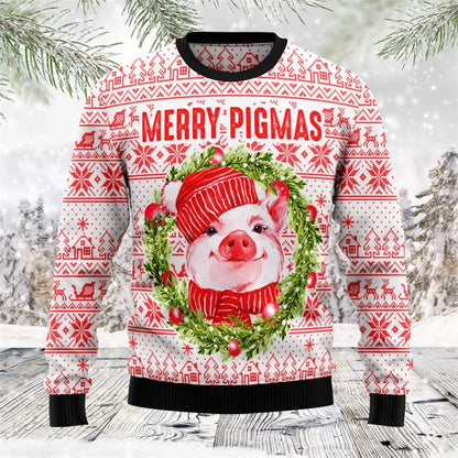 Cute Pink Pig Graphic Ugly Christmas Sweater Men 2026 Merry Christmas Long Sleeve Pullovers Tops Family Festival Sweatshirts