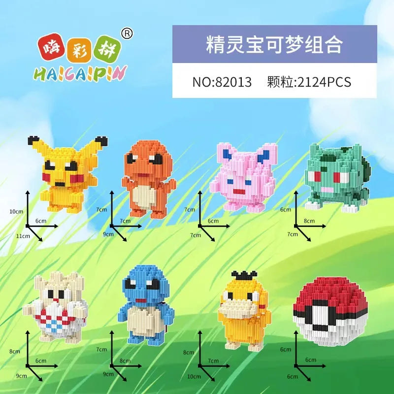 Pokemon Gengar Building Block Bulbasaur Charmander 3D Model Assembly Connection Mini Brick Figure Toys for Home Decora