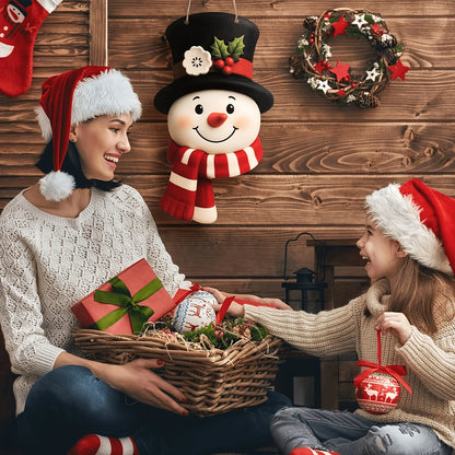 1pcs Merry Christmas Front Door Sign Party Supplies 2D Xmas Snowman Wooden Favors Christmas Hanging Plaque New Year Home Decor