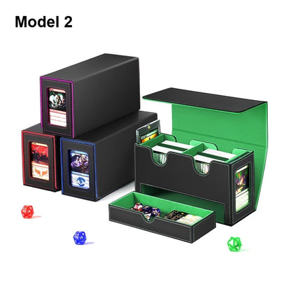 3in1 Deck Box Sports Card Storage Box Fits 200+ Single Sleeved Card Deck Case for MTG TCG CCG Cards with 4 Dividers 2 Toploaders