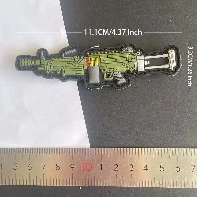 3D PVC Rubber Morale Patches Mini Pistol, Rifle Army Badge Stickers, Military Tactical Patch With Hook For Backpack