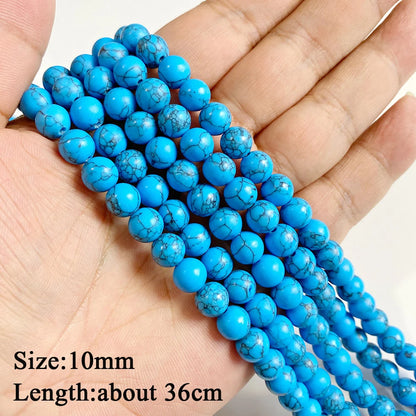 Blue Turquoise Stone Bead Irregular Round Oval Square Heart Loose Spacer DIY Beads Fit Jewelry Making Bracelet Necklace Handmade
