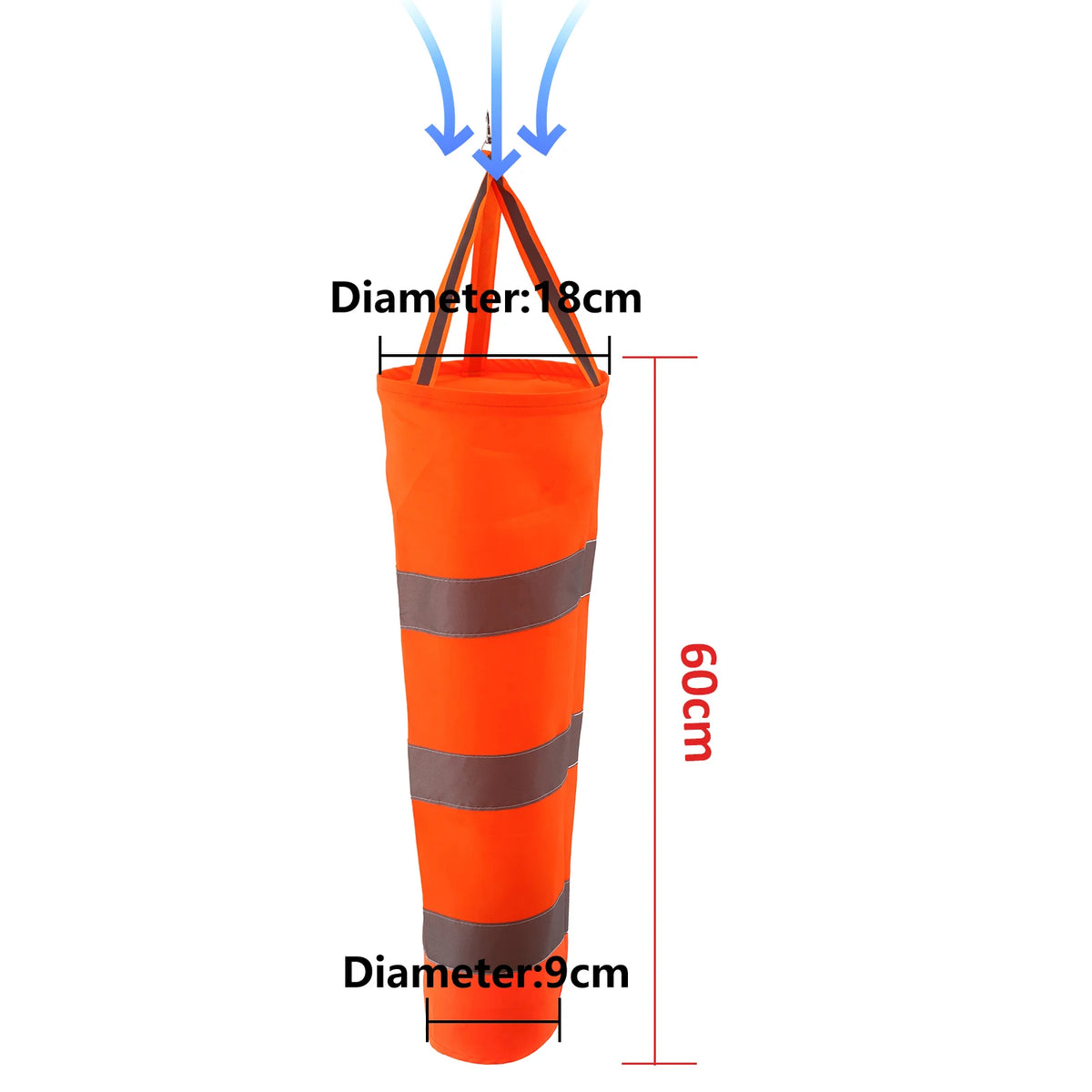 60/80/100cm Reflective Windsock Outdoor Rip-stop Wind Measurement Weather Vane Refective Windsock Weathervane Waterproof 1Pc