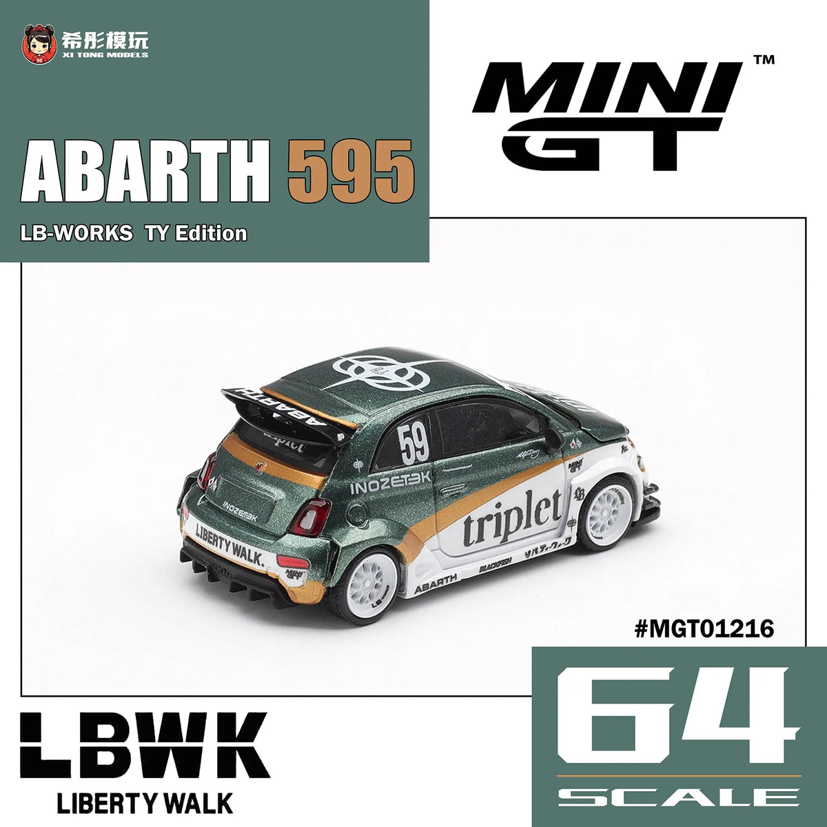 MINIGT 1:64 Abarth 595 LB-WORKS TY Edition TY Special Edition Alloy Car Model