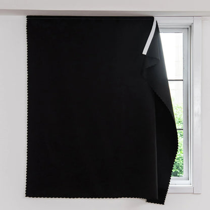 1pc  High Cost-Effective White 100% Blackout Curtains, No-Drill Self-Adhesive, Cozy Decor for Bedroom Kitchen