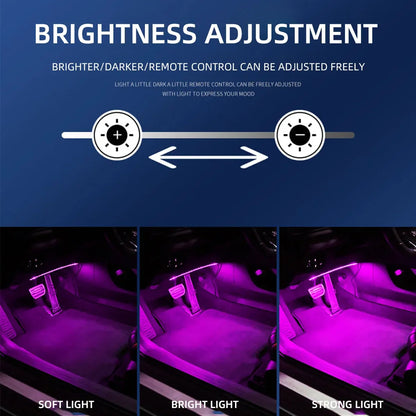 4in1 Symphony LED Interior Car Lights Strip Foot Light Dynamic Flash Light Music APP Control RGB Color 48SMD USB Car Accessories