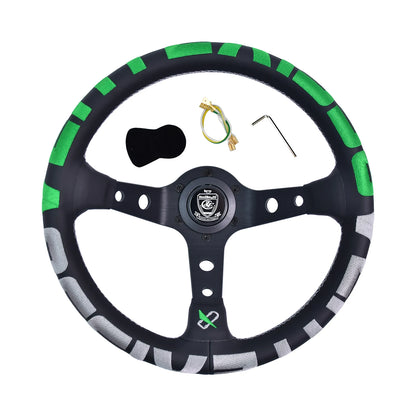 Vertex Sports Steering Wheel Leather Aluminum Alloy Embroidery Racing Modified Auto Parts Universal Car Steering Wheel
