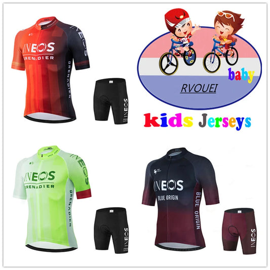 Baby Ineos Team Kids Cycling Jersey Set Boys Girls Cycling Clothing Children Road Bike Shirts Suit Bicycle Pants MTB Maillot