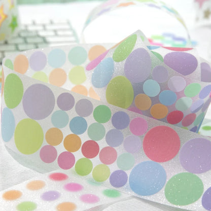 50mm * 2m Kawaii Sparkling Sand Circle Star Basic Decoration Die Cutting Sticker Tape DIY Diary Album Scrapbooking Material