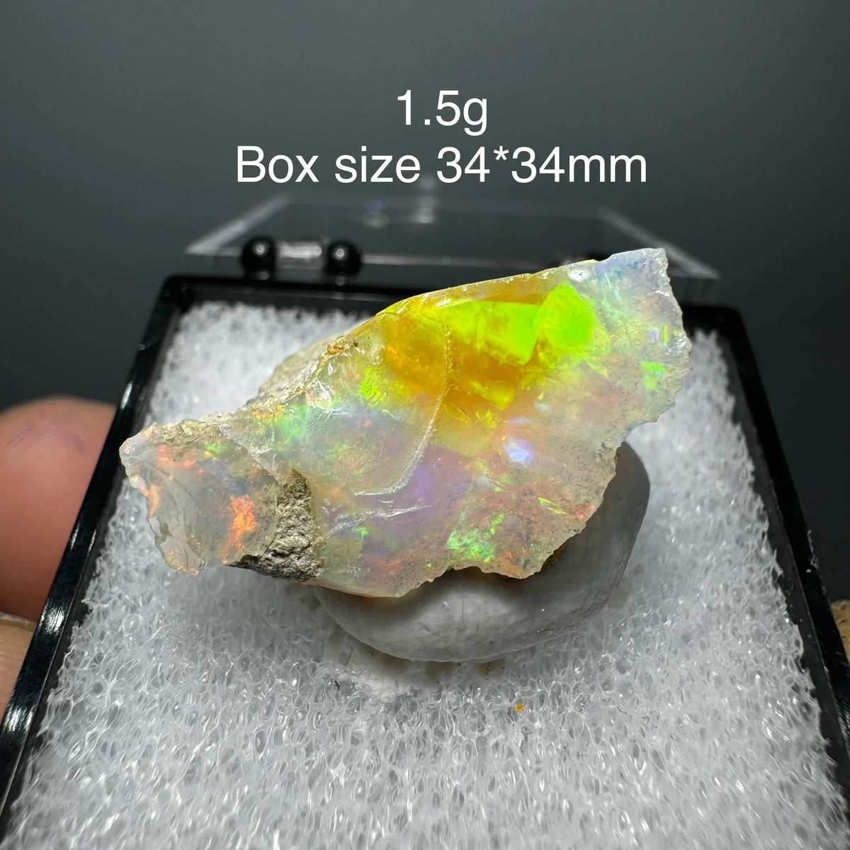 Natural Rare Colorful Ethiopia Opal (No Need Water) Gem Mineral Specimen Box Size:34X34mm (Need Lighting) Sunlight Best