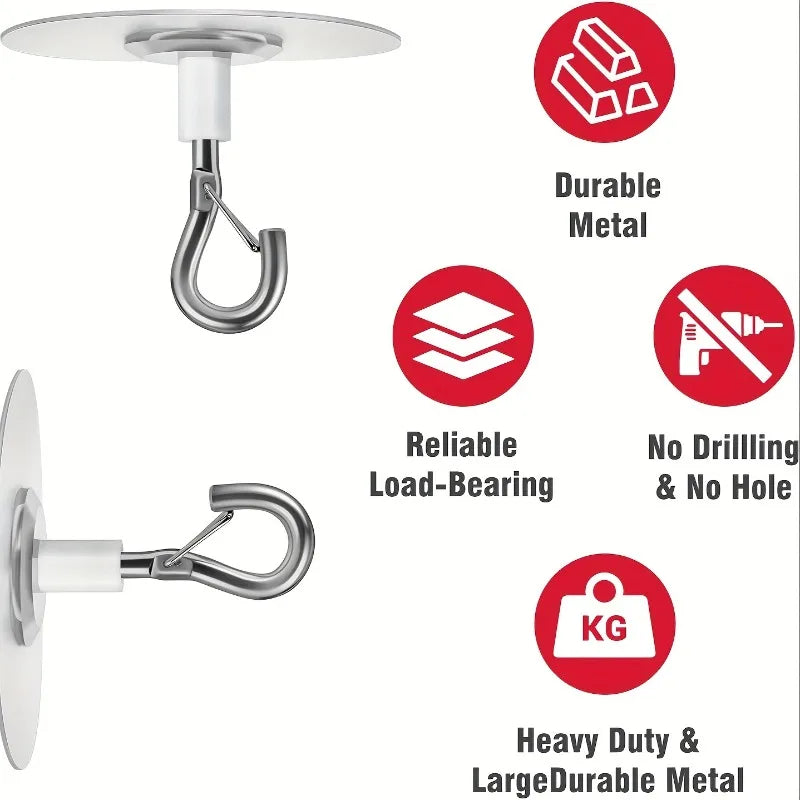 5/10 PCS Non Perforated Adhesive Ceiling Hooks Suitable for Hanging Lamps Plants for Mobile Curtains Multifunctional Hooks