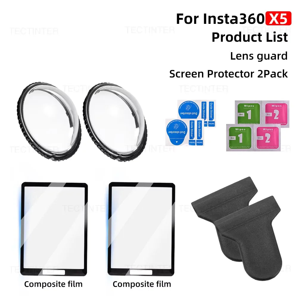 Screen Protector For Insta360 X4 X5 Tempered Glass Film Lens Guard Cap Protective Kit 360°Video Camera Accessores Anti-Scratch