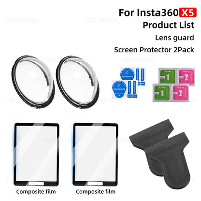 Screen Protector For Insta360 X4 X5 Tempered Glass Film Lens Guard Cap Protective Kit 360°Video Camera Accessores Anti-Scratch
