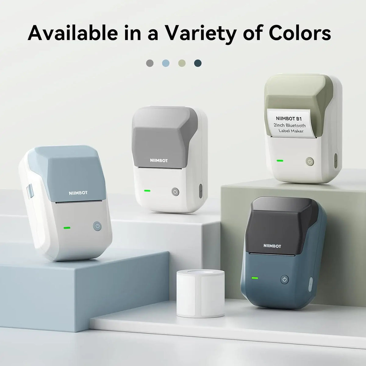 NIIMBOT B1 Portable Thermal Printer With Tapes 2 Inch Adhesive Label Machine Mini Bluetooth Sticker Maker Waterproof Labels Roll