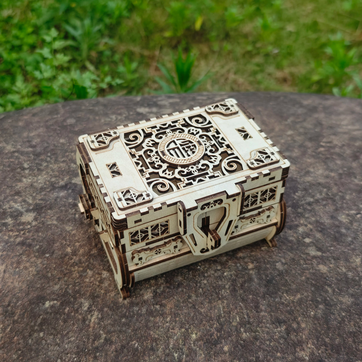 DIY 3D Treasure Box Wooden Puzzle Game Assembly Gift Adult Building Block Jewelry Box