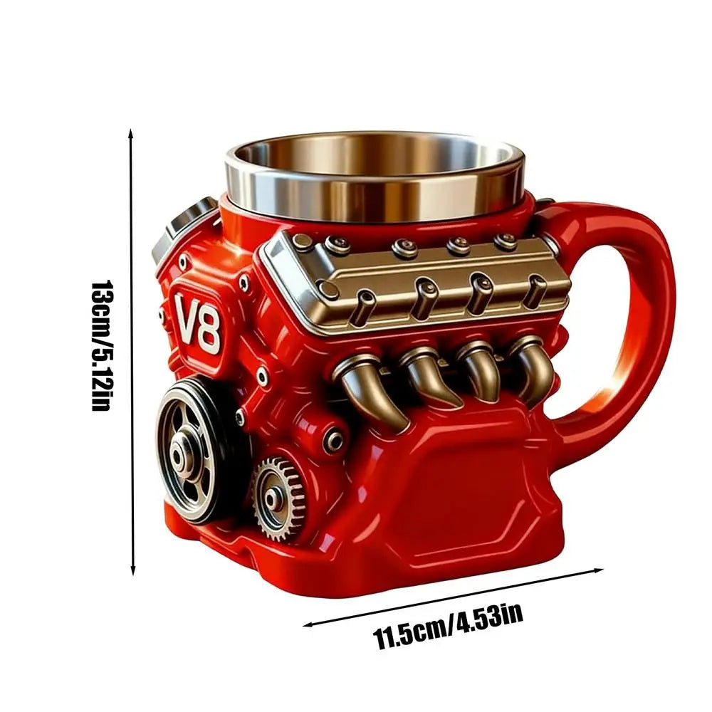 V8 Engine Shape  Insulation Water Mug Coffee Travel Mug Mechanical Cup Stainless Steel Engine Travel Mugs For Men Car Enthusiast