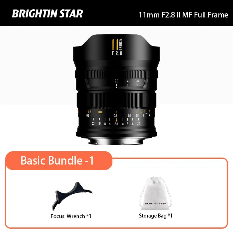 Brightin Star 11mm F2.8 II Markii Full Frame 182 Ultra Wide Angle Fisheye MF Manual Lens for Sony E Nikon Z Canon EOS R Sigma L