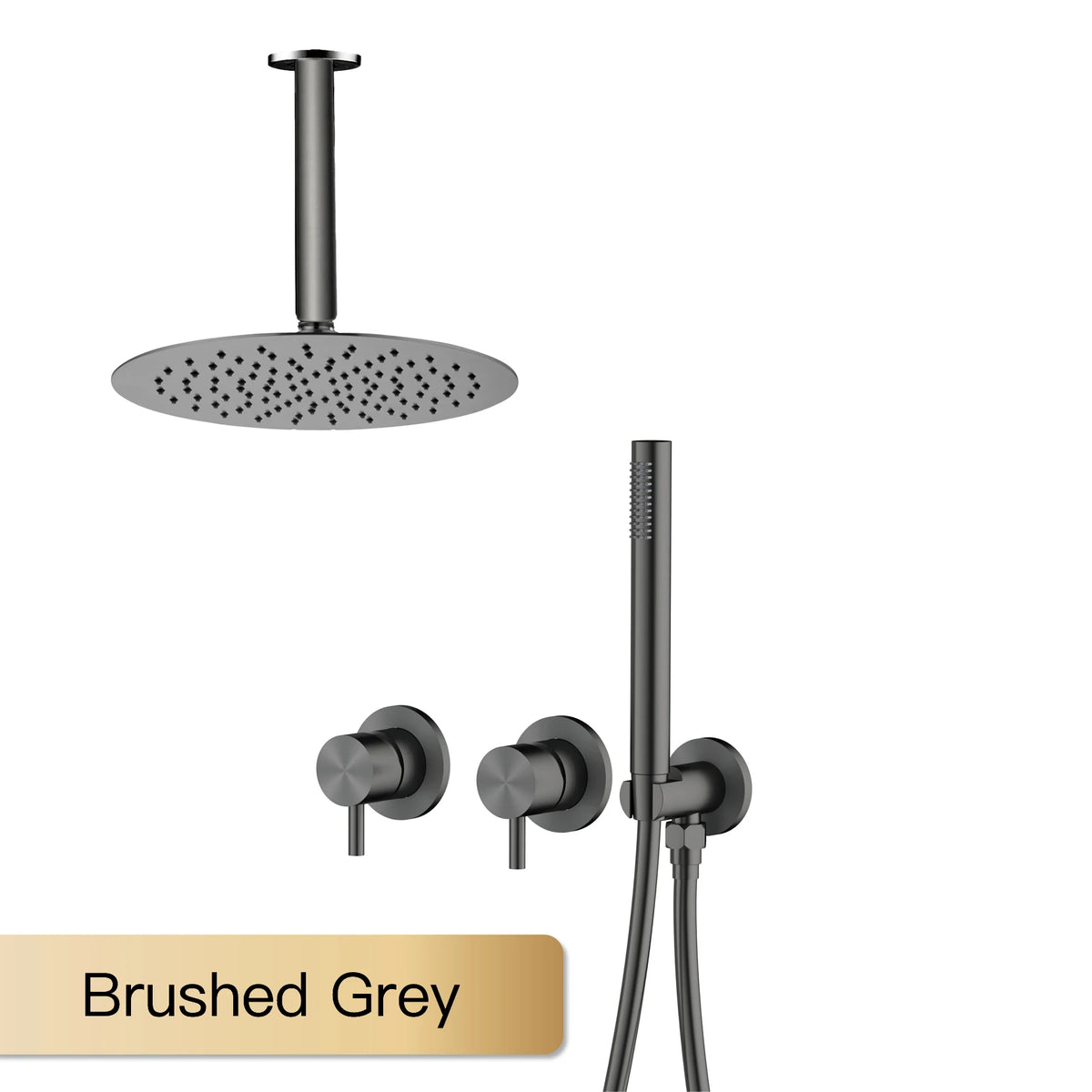AITANA Minimalist Bathroom Brushed Nickel Shower System Wall-Mounted Modern Embedded Dual Function Rainfall And Handheld Brass