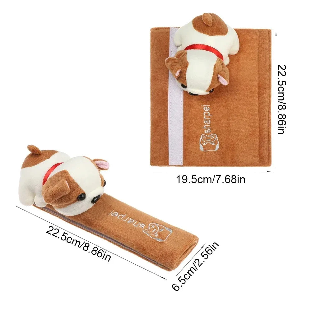 1Pcs Cute Cartoon Animal Plush Car Seat Belt Cover - Soft Comfortable Shoulder Protector Pad for Auto Interior