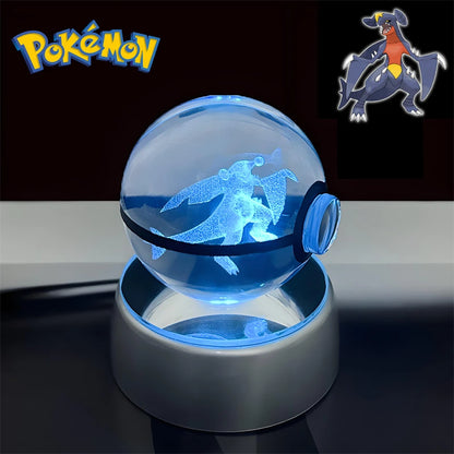 Pokemon 3D Crystal POKE BALL Figure Toys Snivy Dragonair Blastoise Venusaur Milotic Raichu Night Light LED Lamp Base Model Dolls