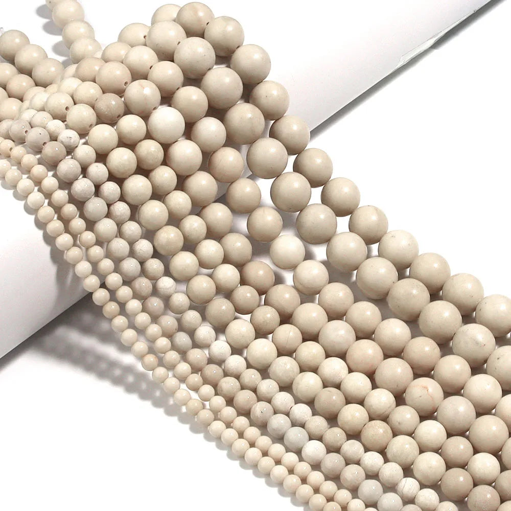 1 Strand/Lot Beige Matte Ancient Stone Natural Stone Round Loose Beads For Jewelry Making Charm DIY Accessories 4/6/8/10/12mm