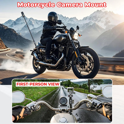 Aluminum Motorcycle Camera Mount Kit Heavy Duty Anti-Vibration & Anti-Theft Lock for GoPro Insta360 DJI Action Cameras
