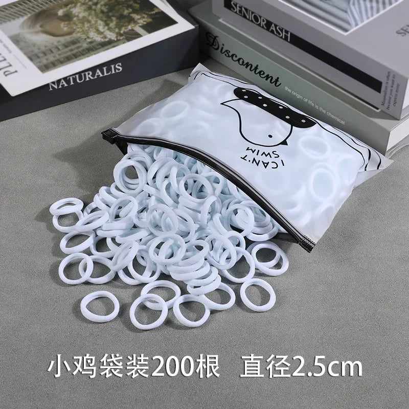 200Pcs Children's Hair Band Headgear Baby Rubber Band Women's Tie Head Girls' Headband High Elasticity Rope Hair Accessories