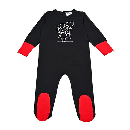 Summer/Spring Children's Pajamas Family Matching Boy and Girls Set Girl Nightgown Baby Romper Red Cuffs