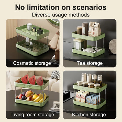 UFORU Kitchen and Multi-Function Drain Cup Rack in Ancient Home Tea Cup Storage Rack with Double Layer Large Capacity Organizer