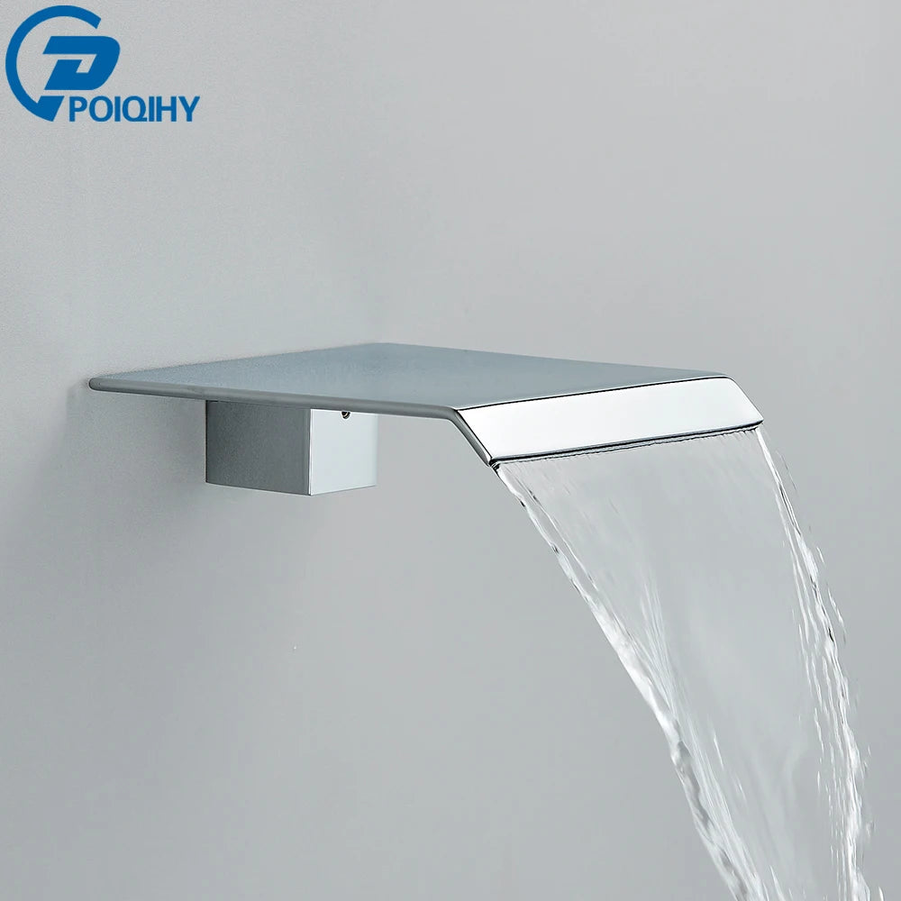 Brass Faucet Spout Black Bath Spout Golden Bathroom Faucet Accessory Waterfall Tub Spout Basin Water Outlet