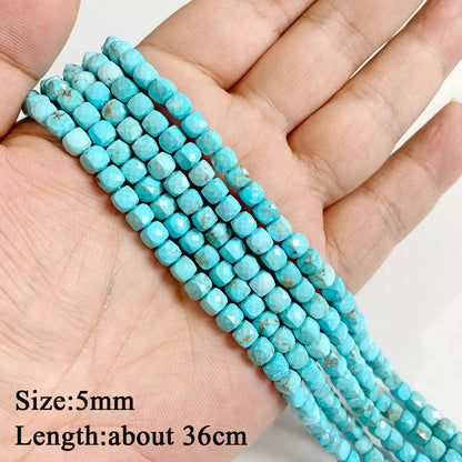 Blue Turquoise Stone Bead Irregular Round Oval Square Heart Loose Spacer DIY Beads Fit Jewelry Making Bracelet Necklace Handmade