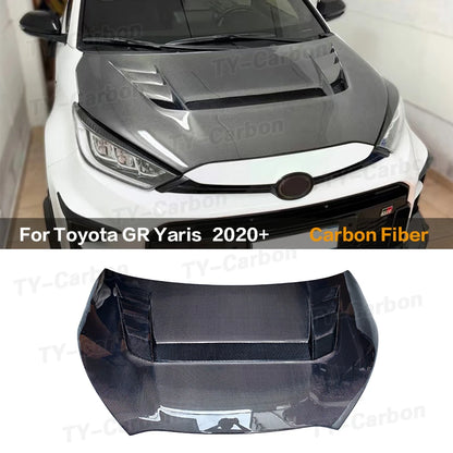 Real Carbon Fiber Front Hood Cover For Toyota GR Yaris GXPA16 2020+ VRS Car Front Engine Hood Bonnet Air Vent Cover Bodykit FRP