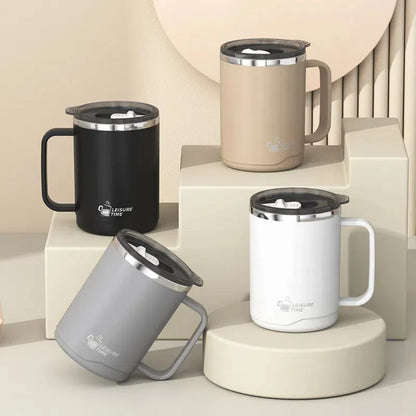 WORTHBUY 304 Stainless Steel Double Wall Insulated Coffee Mug With Handle Portable Sealed Water Cup Large Capacity Drinking Cup