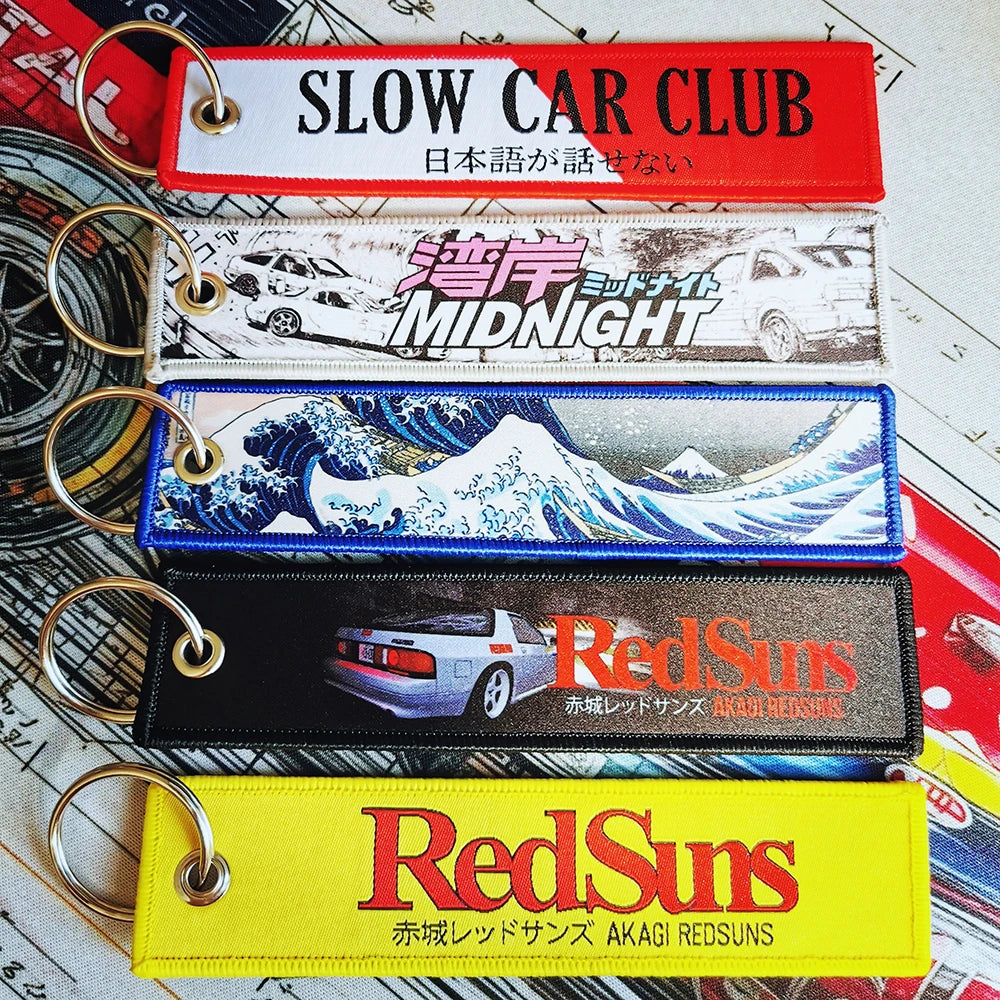 Car Motorcycle Keychain Japan JDM Style Embroidery Keyrings For Women Men Key Ring Key Strap Tow Holder Gift Pendant Accessories