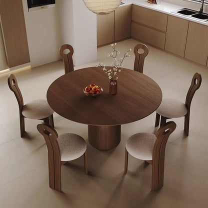 Solid Ash Wood Round Dining Table Modern Pedestal Base Wooden Kitchen Table Japandi Style Furniture 6 Seater Lazy Susan Table