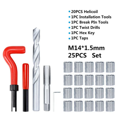 XCAN Thread Repair Kit M3 M4 M5 M6 M8 M10 M12 M14  Screw Thread Inserts For Restoring Damaged Threads Repair Tools Drill Bit