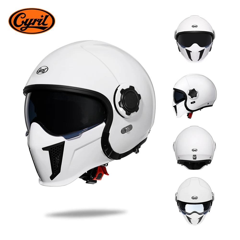 Full Face Open Face Motorcycle Helmet Double Lens Modular Helmets DOT ECE APPROVED CYRIL OP12A Man Woman Retro Moto Helmet