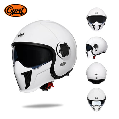 Full Face Open Face Motorcycle Helmet Double Lens Modular Helmets DOT ECE APPROVED CYRIL OP12A Man Woman Retro Moto Helmet