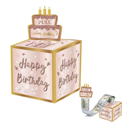 Creative Birthday Money Box for Cash Surprise Money Gift Boxes for Kids Adults Pull Out Happy Birthday Gifts Lucky Gifts