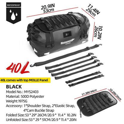 Rhinowalk Motorcycle Saddle Bag Waterproof 20L/40L/65L Universal Pannier Side Bag Top Travel Luggage Box Free Combination