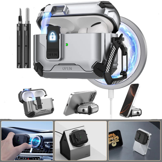 For AirPods 4 Generation Case Magnetic Automatic Lock with Phone Stand&Cleaning Kit for Airpods 4 with Active Noise Cancellation