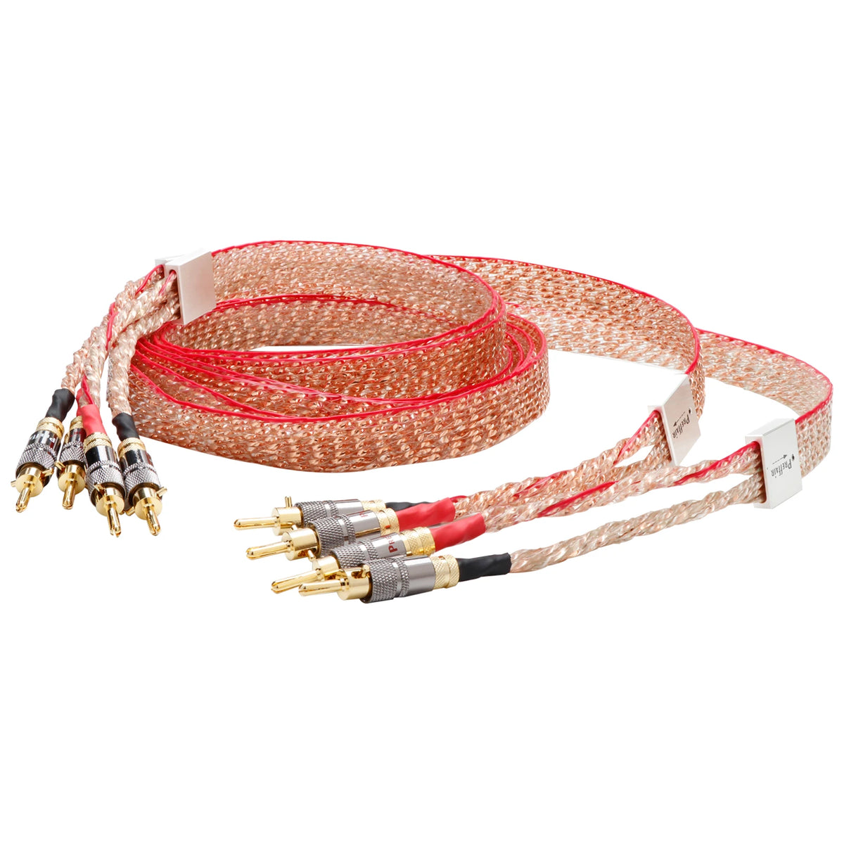 Hifi Flat Speaker Cable 5N OCC Copper Loudspeaker Wire Self-Locked Banana Plug Hifi Audio Cable With Foil Shield Home Cinema KTV