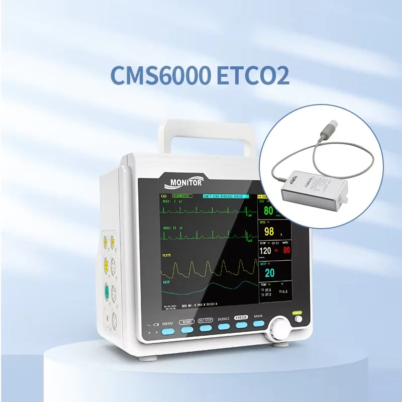 CONTEC Portable Patient Monitor Human/Veterinary  8" Vital Sign Monitor ECG NIBP RESP SPO2 PR TEMP (Printer&Etco2 Option)