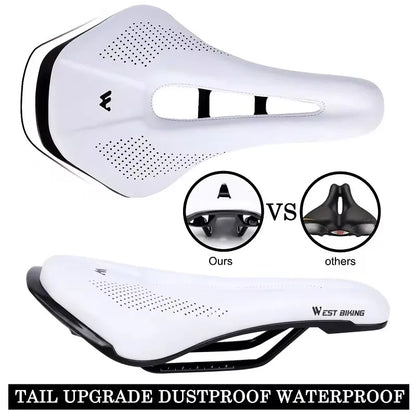 WEST BIKING Bicycle Saddle Non-Slip Short Nose Bike Seat PU Leather Hollow Road Bike Saddle Ergonomic Comfortable Bike Cushion
