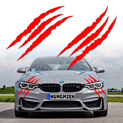 Monster Claw Car Hood Sticker Creative DIY Reflective Stickers Devil Paw Scratches Stripe Decal Stickers Cross Car Decoration