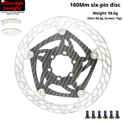 Ultra Light Carbon Fiber Bicycle Disc Brake Rotor 140mm 160mm 180mm 6-Bolt Center Lock Floating Brake Disc Stainless Steel Heat